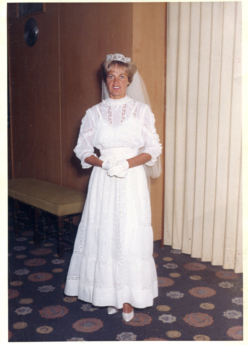 Louise Downes Modeling a Wedding Dress at the Philadelphia Country Club