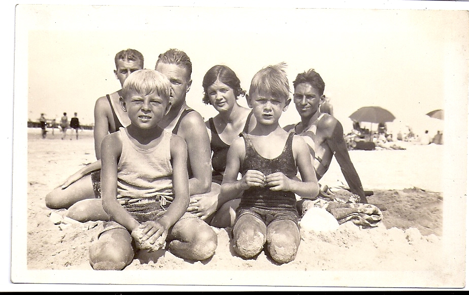 Ralph Anson (partially hidden), Hazel Torrance (center) and Ralph Torrance (front right)