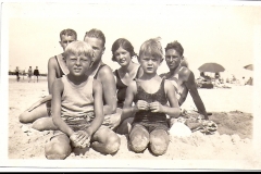 Ralph Anson (partially hidden), Hazel Torrance (center) and Ralph Torrance (front right)